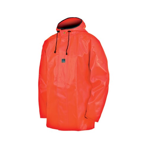 REGNJAKKE PVC FLUOR.OR STR. XL