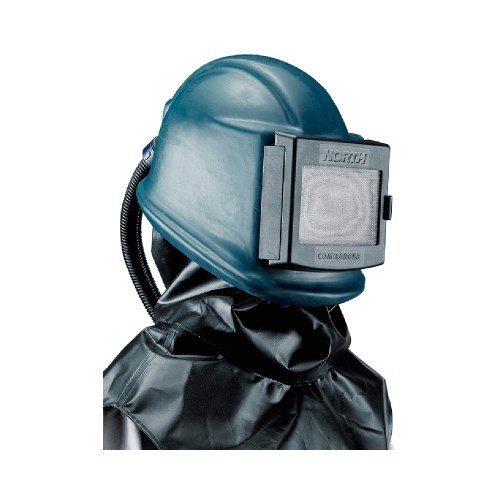 Sandblåsehjelm Commander med sort bisonylkappe komplett