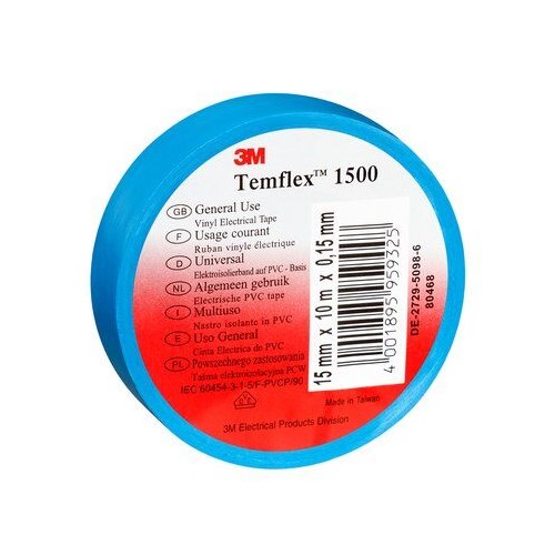 3M™ Temflex™ Vinyl Elektrotape 165, Blå, 19 mm x 20 m