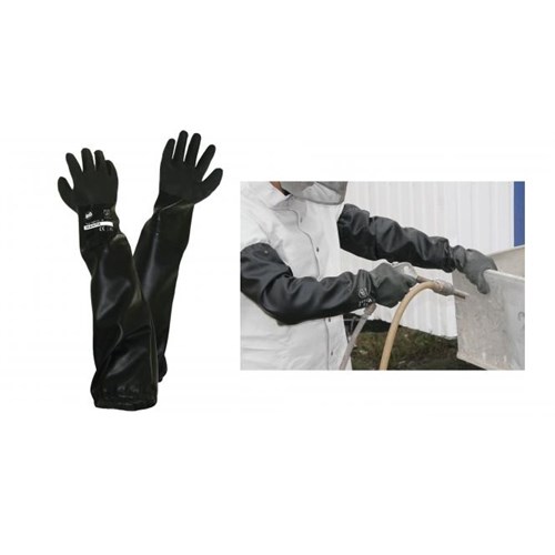 Sandblåsehanske lang 70 cm bomullsforet PVC (par)